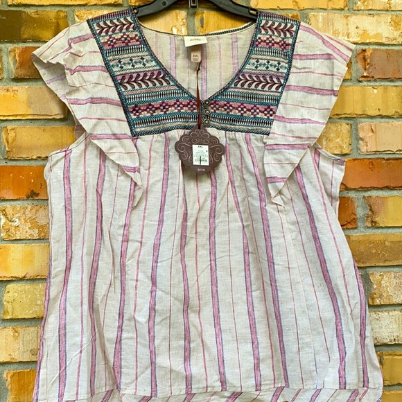 Knox Rose Tops - NWT- XXL Short Sleeve Embroidered Top Knox Rose